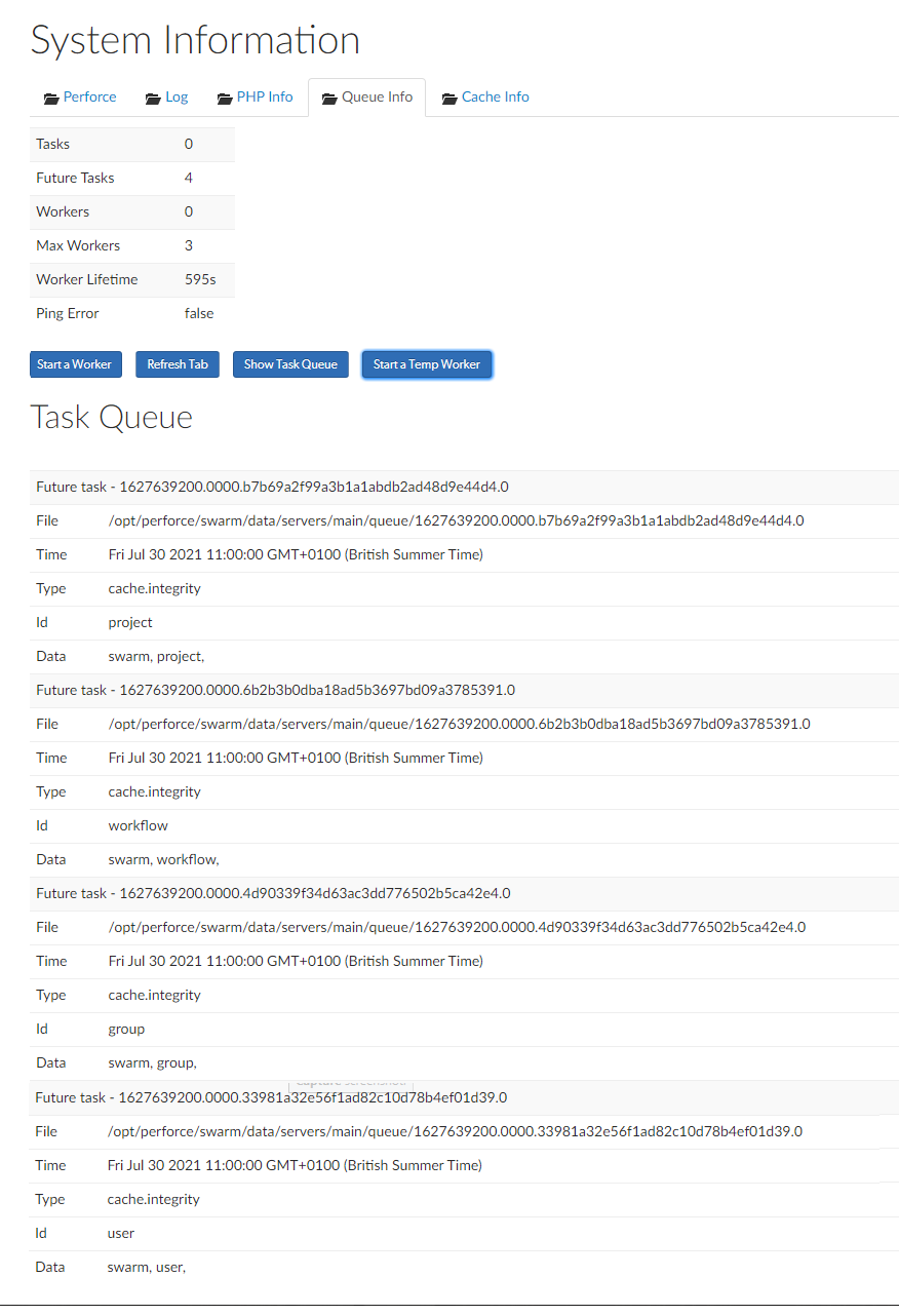 System information, Show Queues