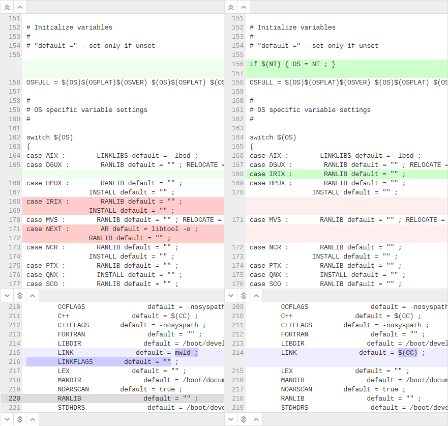 Image of a Side-by-Side Diff with Changes